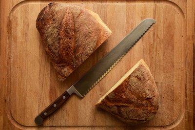 Mercer Millennia bread knife on cutting board